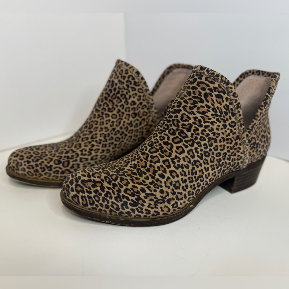 Sz 6 Lucky Brand Baley 2 Leopard Split Shaft Ankle Boots